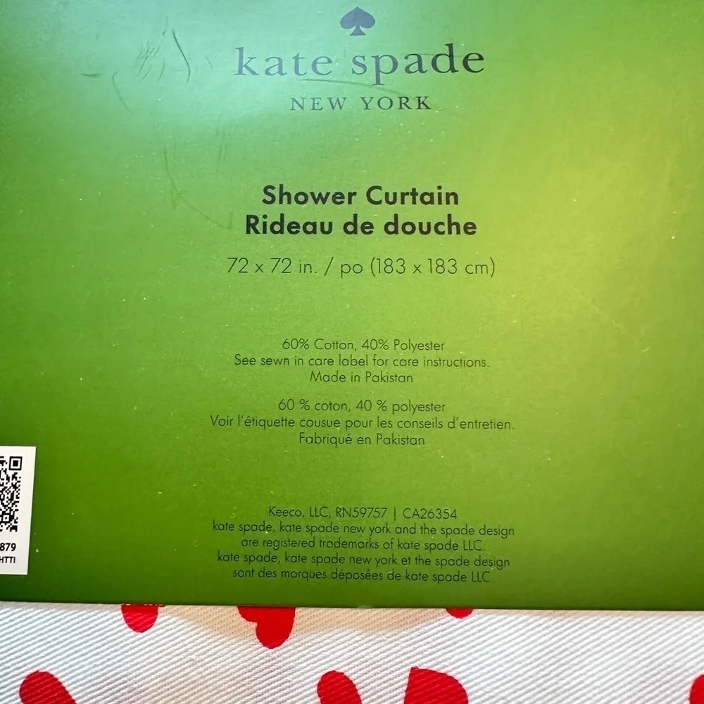 Kate Spade Red & Pink Heart Shower Curtain (72 x 72)